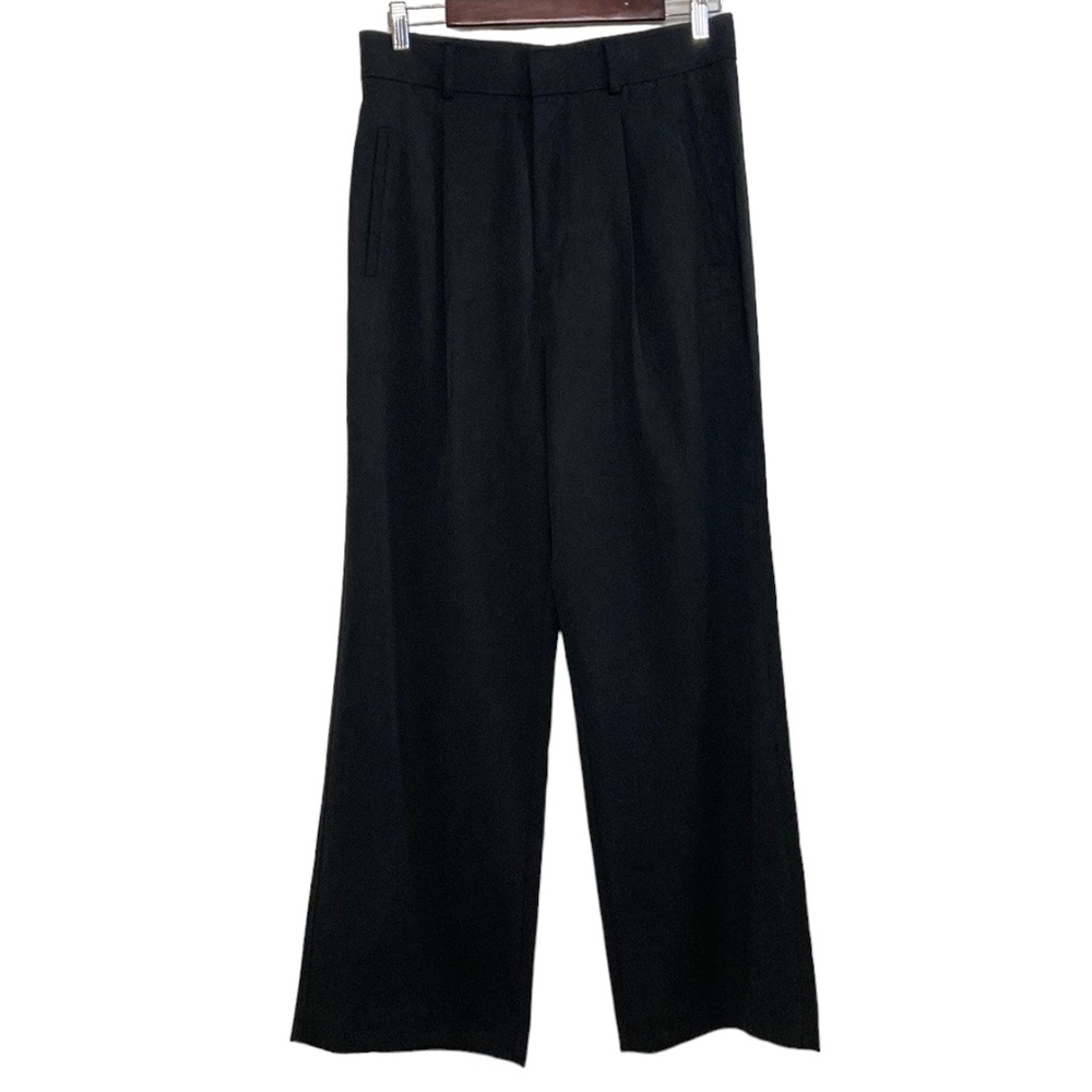 Everlane Black Wide Leg Pants Size 8  Cotton Lyocell High Waist Trousers